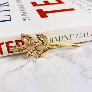 New! Gold Leaf on Branch Hair Barrette Hair Clip